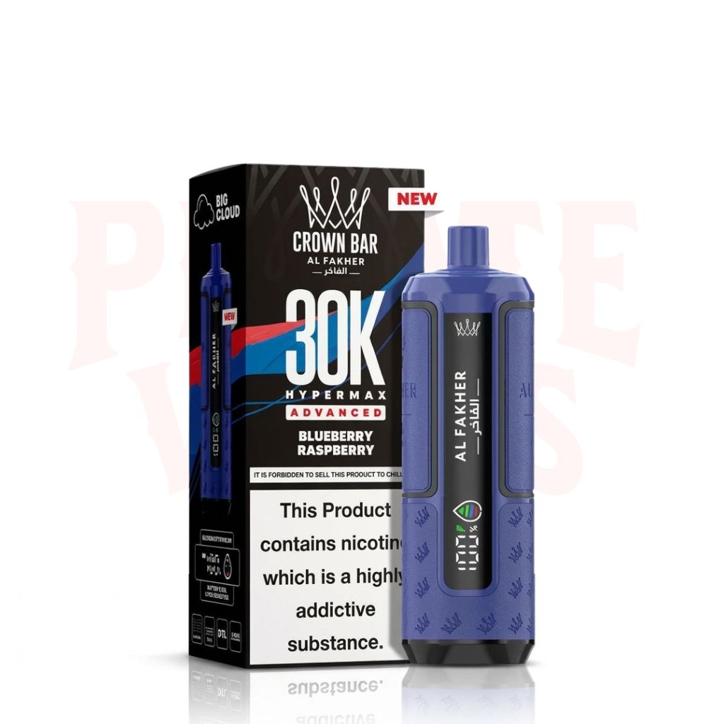 Blueberry Raspberry Al Fakher Crown Bar 30K Puff Hypermax Vape Kit