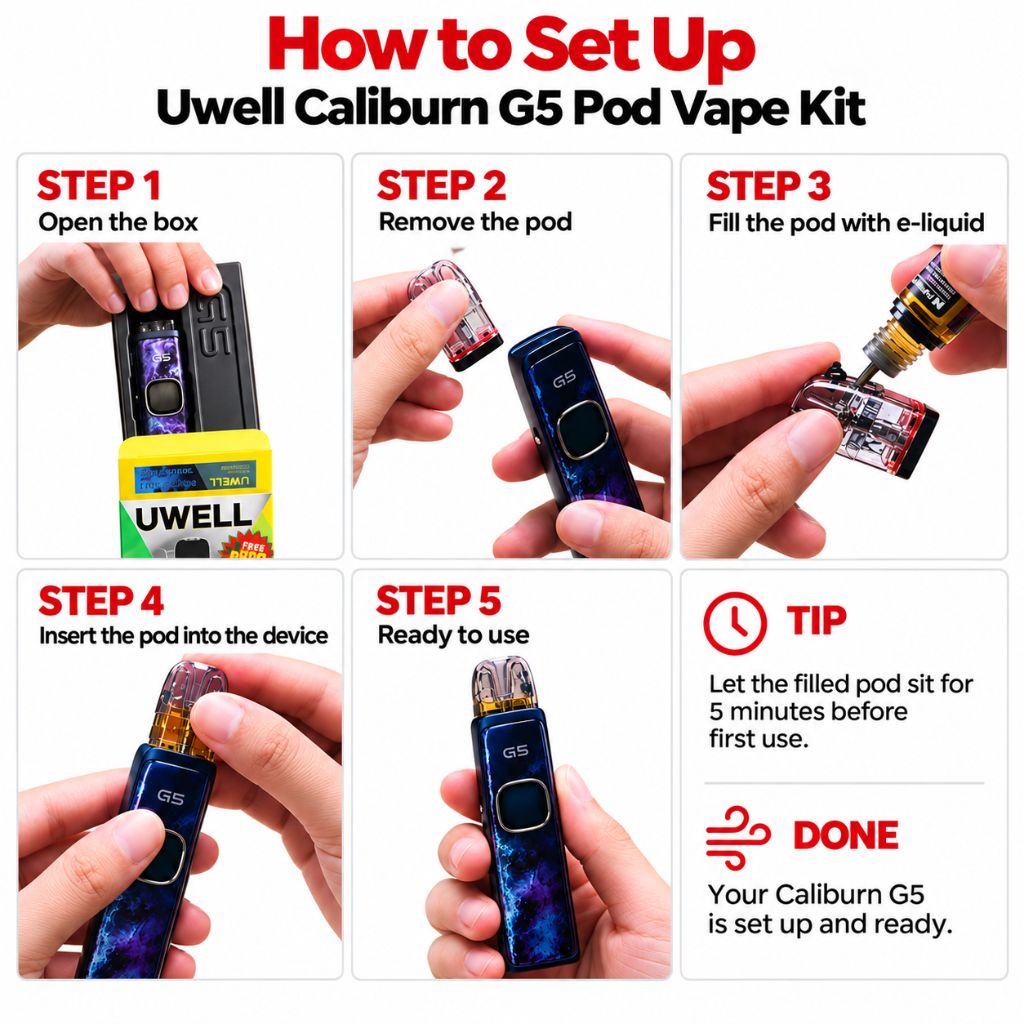 Uwell Caliburn G5 Vape Kit Setup