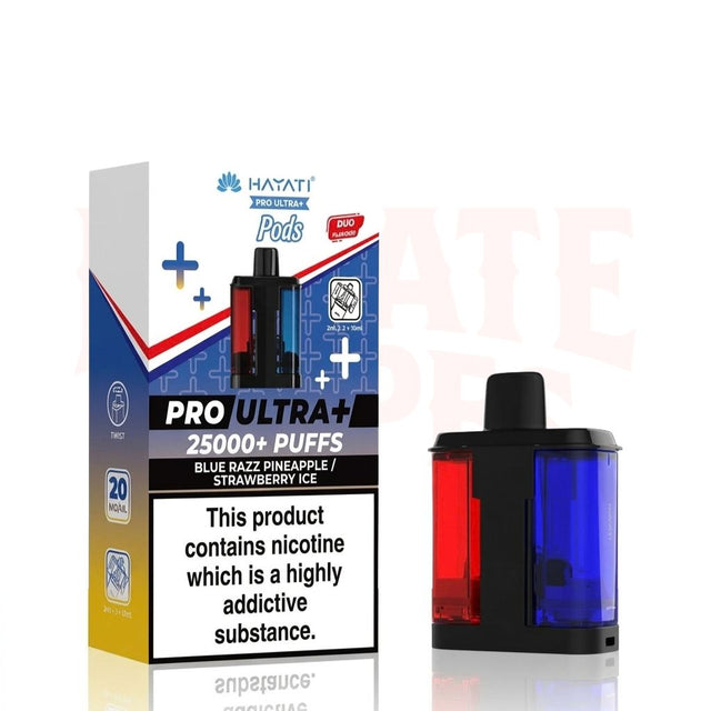 Blue Razz Pineapple / Strawberry Ice Hayati Pro Ultra Plus 25000 Prefilled Pods