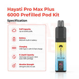Hayati Pro Max Plus 6000 Specifications