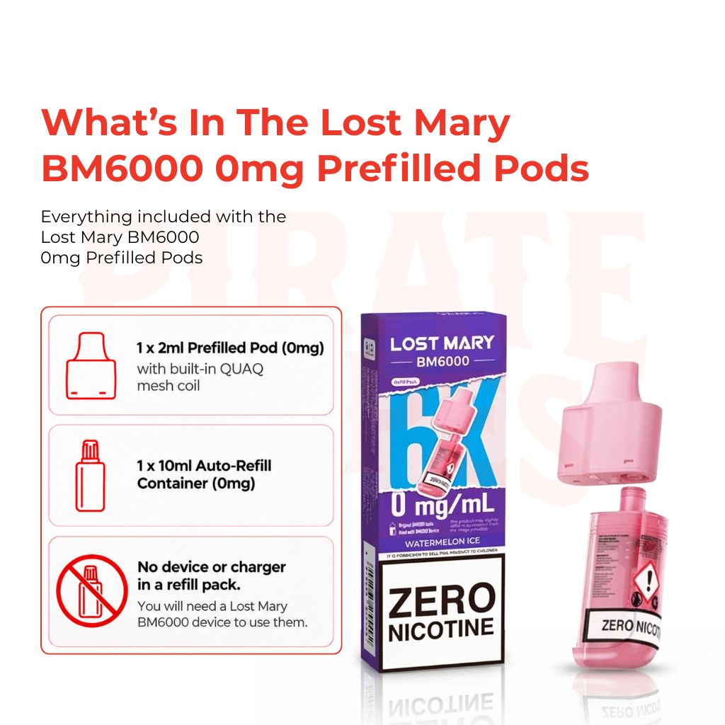 Lost Mary BM6000 0mg Prefilled Pods Box Content
