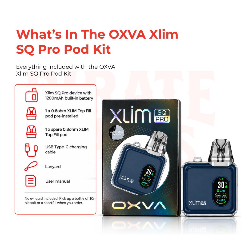 OXVA Xlim SQ Pro Pod Kit Box Content
