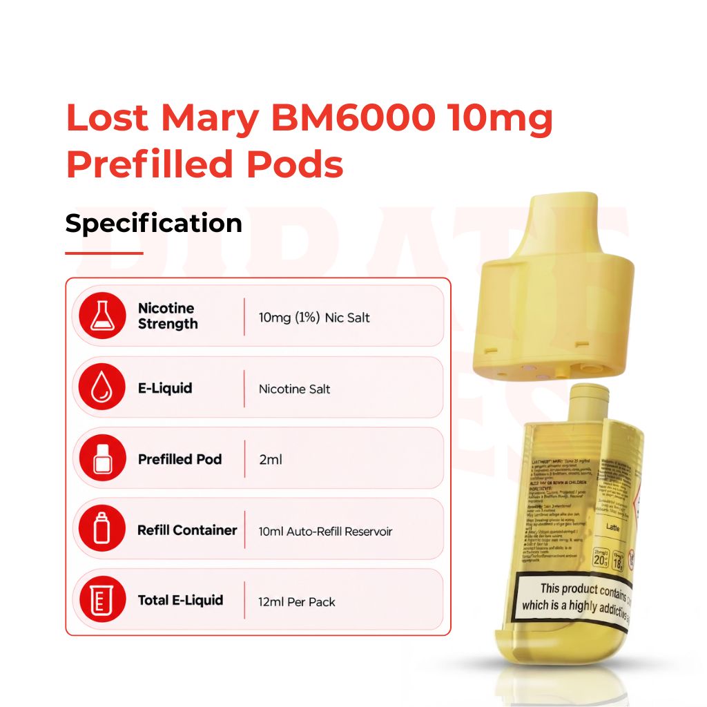 Specification Of Lost Mary BM6000 10mg Pods 