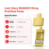 Specification Of Lost Mary BM6000 10mg Pods 