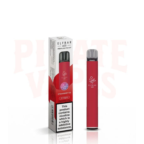 Strawberry Ice Elf Bar 600 Puffs 20mg Reusable Vape Kit