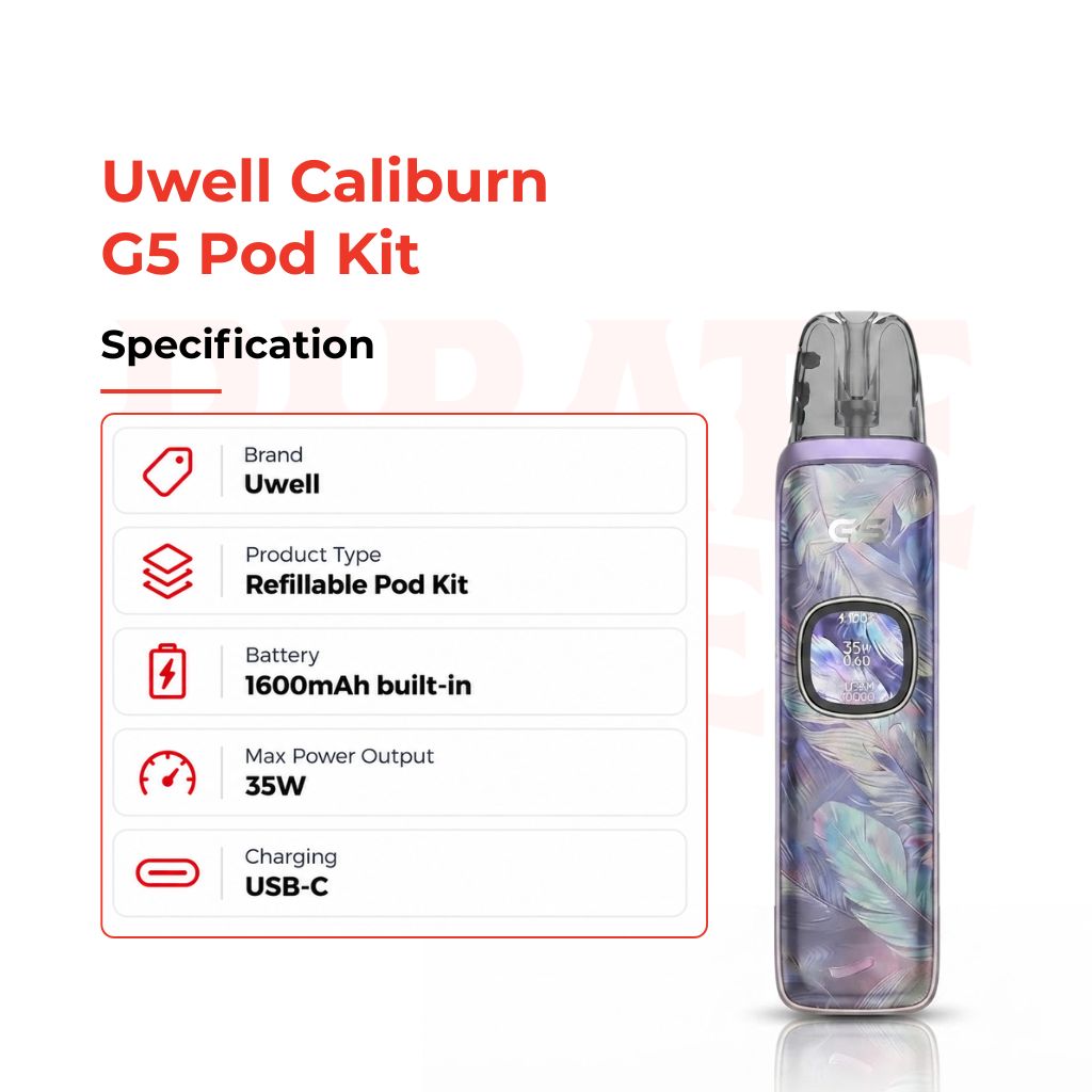 Uwell Caliburn G5 Vape Kit Specifications